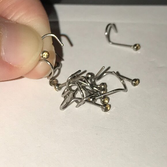 Topaz Yellow 22 Gauge Curved Nose Rings - Picture 2 of 2